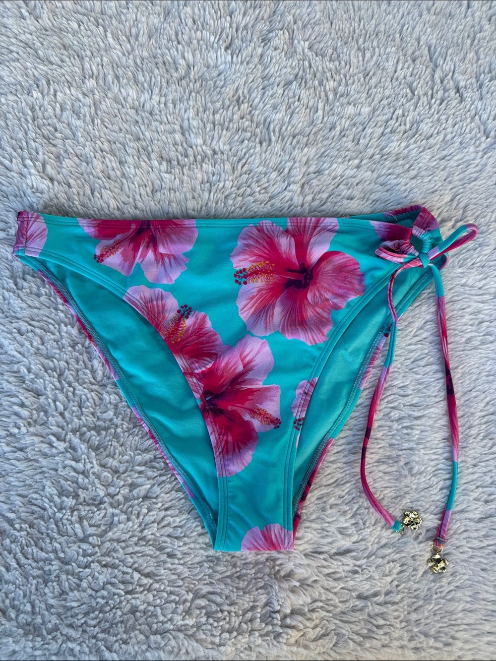 No Boundaries Turquoise & Pink Floral Tie-Side Swim Bottoms